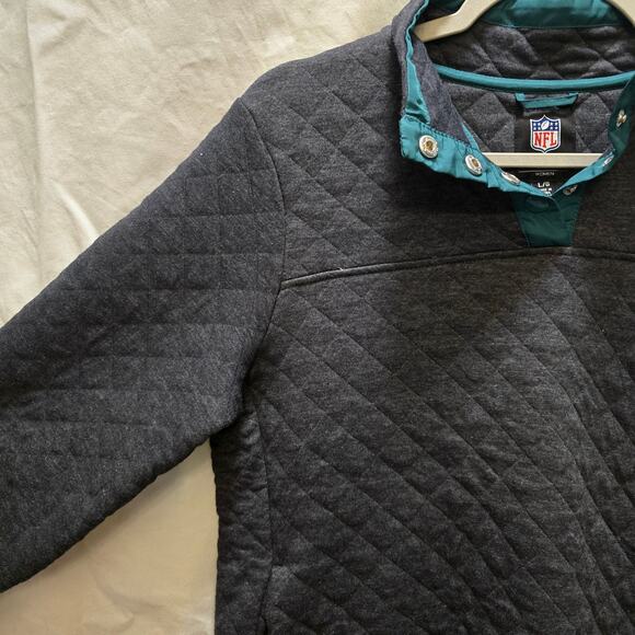 NFL Eagles team apparel woman's quilted snap collared jacket gray green large - Picture 5 of 12